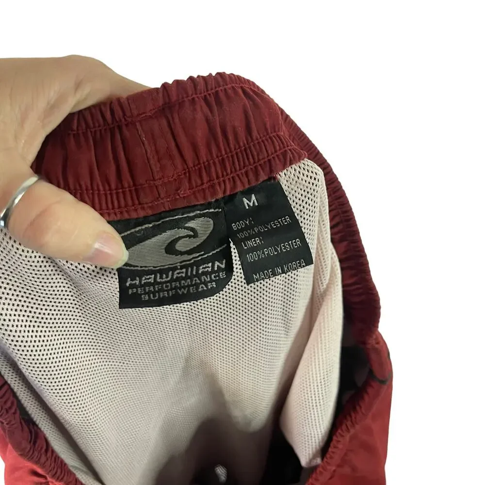 Hawaiian Men's Size‎ Medium Red Board Swim Shorts Trunks Pockets
